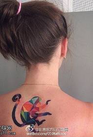 Modello tatuaggio colorato piccola scimmia posteriore