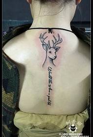 Deer tattoo pattern on the back of the classic prick 77945 - two fish tattoo designs on the back