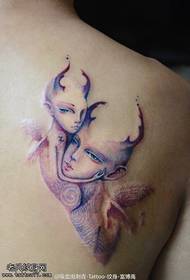 blauw-paarse mooie fee tattoo patroon