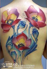 parte traseira patrón de tatuaxe floral acuarela clásica