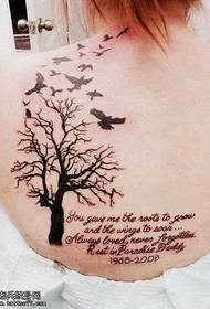 leđa veliko drvo ptica engleski uzorak tetovaža
