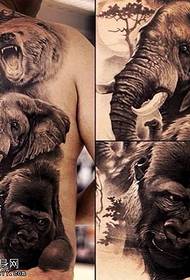 modello tatuaggio orangutan elefante posteriore