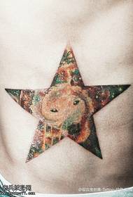 colorido deslumbrante patrón de tatuaxe de cinco puntas