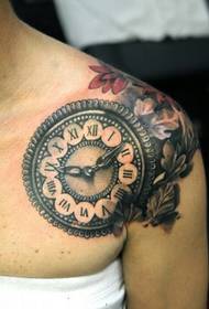 modello di tatuaggio orologio spalla ragazza
