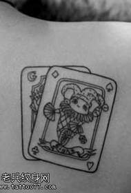 Atgal juodas ir baltas pokerio tatuiruotės modelis