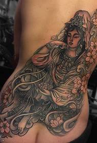 back realistic nga hangin nga sumbanan sa Guanyin tattoo