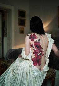 sexy schoonheid terug bloem tattoo