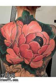 Jedan veliki uzorak božur tetovaže na leđima
