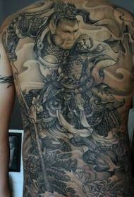 back Letsatsi la Wukong tattoo e ntšo le e tšoeu