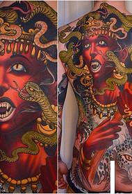 reticolo del tatuaggio della strega dei capelli del serpente posteriore
