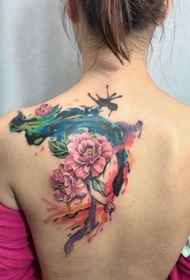 szépség vissza gyönyörű virág tetoválás
