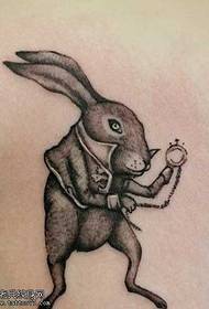 back bunny pocket watch tattoo pattern