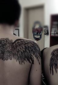 engel veren en Engels gecombineerd paar tattoo patroon