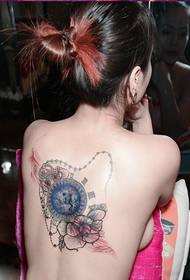 montre de poche beauté dos motif de tatouage floral