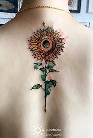 pattern ng likod ng watercolor sunflower tattoo