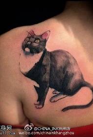 pečių juodo kačiuko tatuiruotės modelis