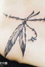 hrbtni osebni vzorec tatoo perja