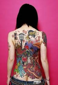 modello di tatuaggio geisha posteriore femmina