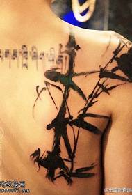 Modello di tatuaggio di bambù di pittura a inchiostro