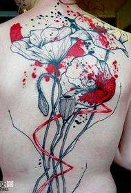 Patrón de tatuaje de flor de espalda