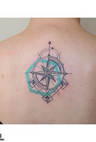 Modello di tatuaggio bussola linea posteriore