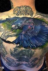 back small crow tattoo pattern