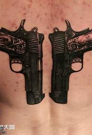 Back Cross Pistol Tattoo pattern