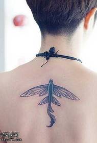 back flying fish tattoo pattern