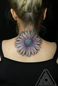 tilbage realistisk sol blomster tatoveringsmønster