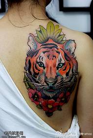 patrón de tatuaje de tigre de color de espalda
