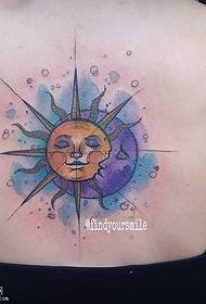 tillbaka akvarell sun totem tatuering mönster