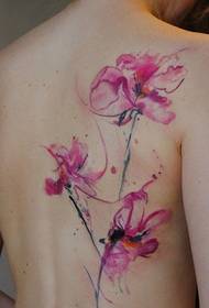 tatuaxe de flores de costas coloridas