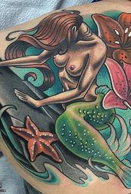 Rücken Blume Meerjungfrau Tattoo Muster