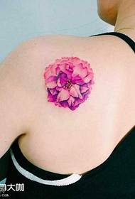 tillbaka lila blomma tatuering mönster
