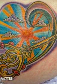 Back Gold Heart Tattoo Pattern