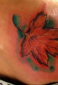 vacker röd lönnblad tatuering