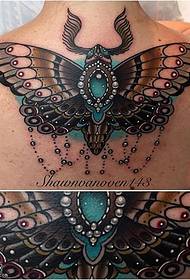 retro del bellissimo modello di tatuaggio falena 77904-femmina indietro un modello di tatuaggio di grande uccello volante