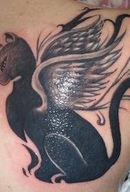 back cute winged comet tattoo