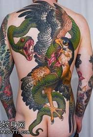 back snake eagle tattoo pattern