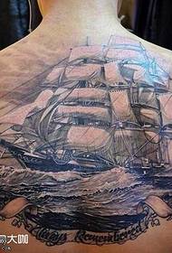 back realistic boat tattoo pattern