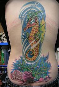 takaisin söpö Hippocampus -tatuointikuvio