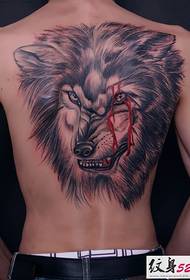 ກັບຄືນໄປບ່ອນ tattoo ຫົວ wolf ຢ່າງຮຸນແຮງ bloodthirsty