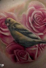 Tua o le Rose Bird Tattoo Model 76575-back cow pattern