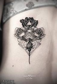 Back point thorn rose pattern of tattoo