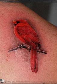 nugaros mažų raudonų paukščių tatuiruotės modelis
