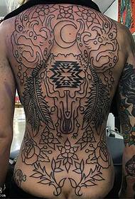 înapoi model de tatuaj cu totem înțepător în stil european și american