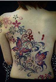 fille retour seulement beau papillon fleur de vigne tatouage image image