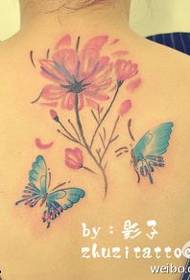 леђно благо плави лептир прах њежност цвет тетоважа узорак