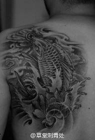 back koi kanji tattoo pattern