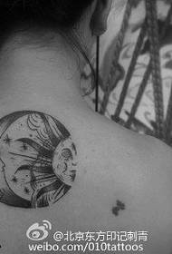 Back Sun Moon Tattoo Pattern